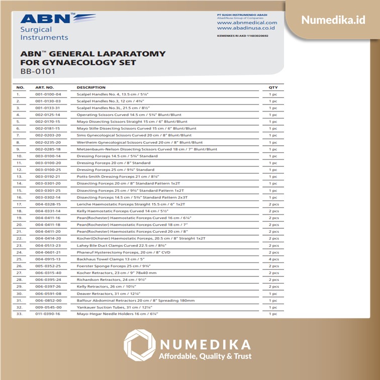 General Laparatomy For Gynecology Set ABN